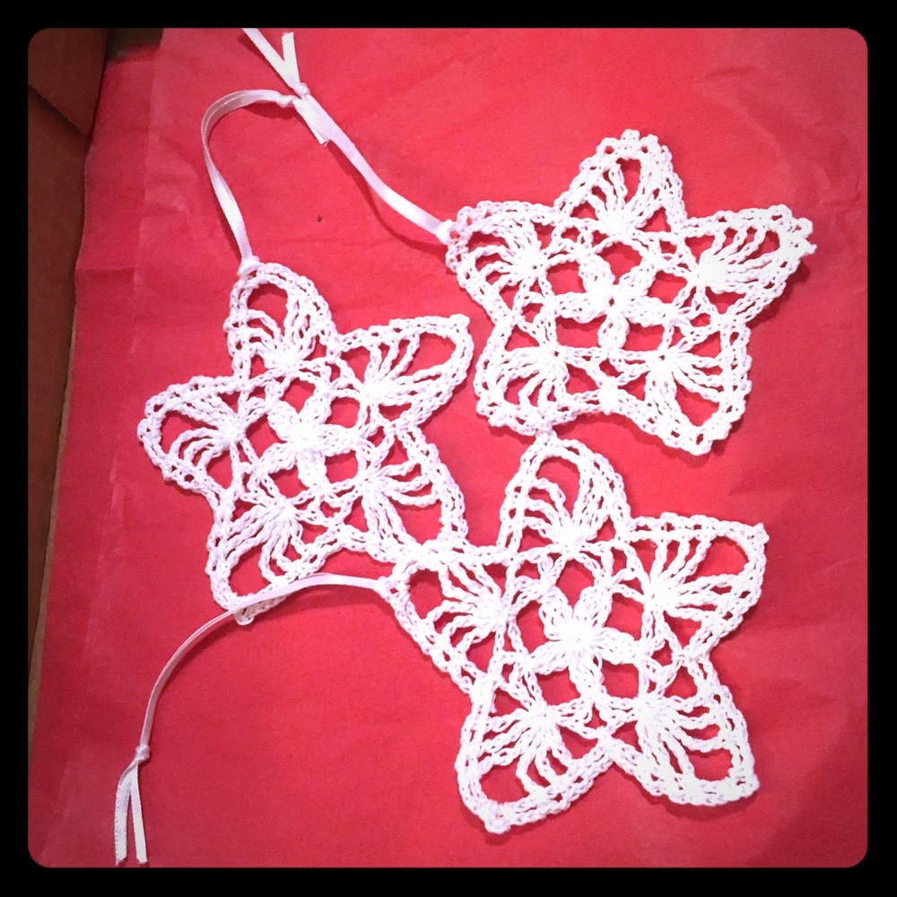 Lot of 3 Crochet Star Ornaments